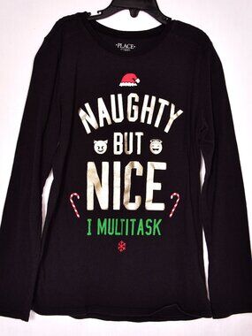 Place Girl's Naughty but Nice Long Sleeve Tee Shirt Size Large 10/12